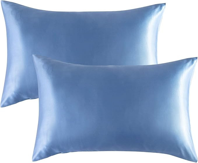 Bedsure Satin Pillowcases Standard Set of 2 - Airy Blue Pillow Cases for Hair and Skin 20x26 inch... | Amazon (US)