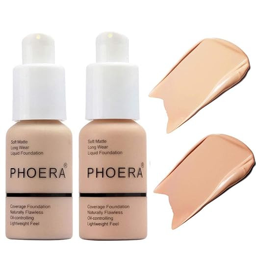 2 Pcs Soft Matte Full Coverage Liquid Foundation for Phoera Makeup Brighten Highlighting Matte Oi... | Amazon (US)