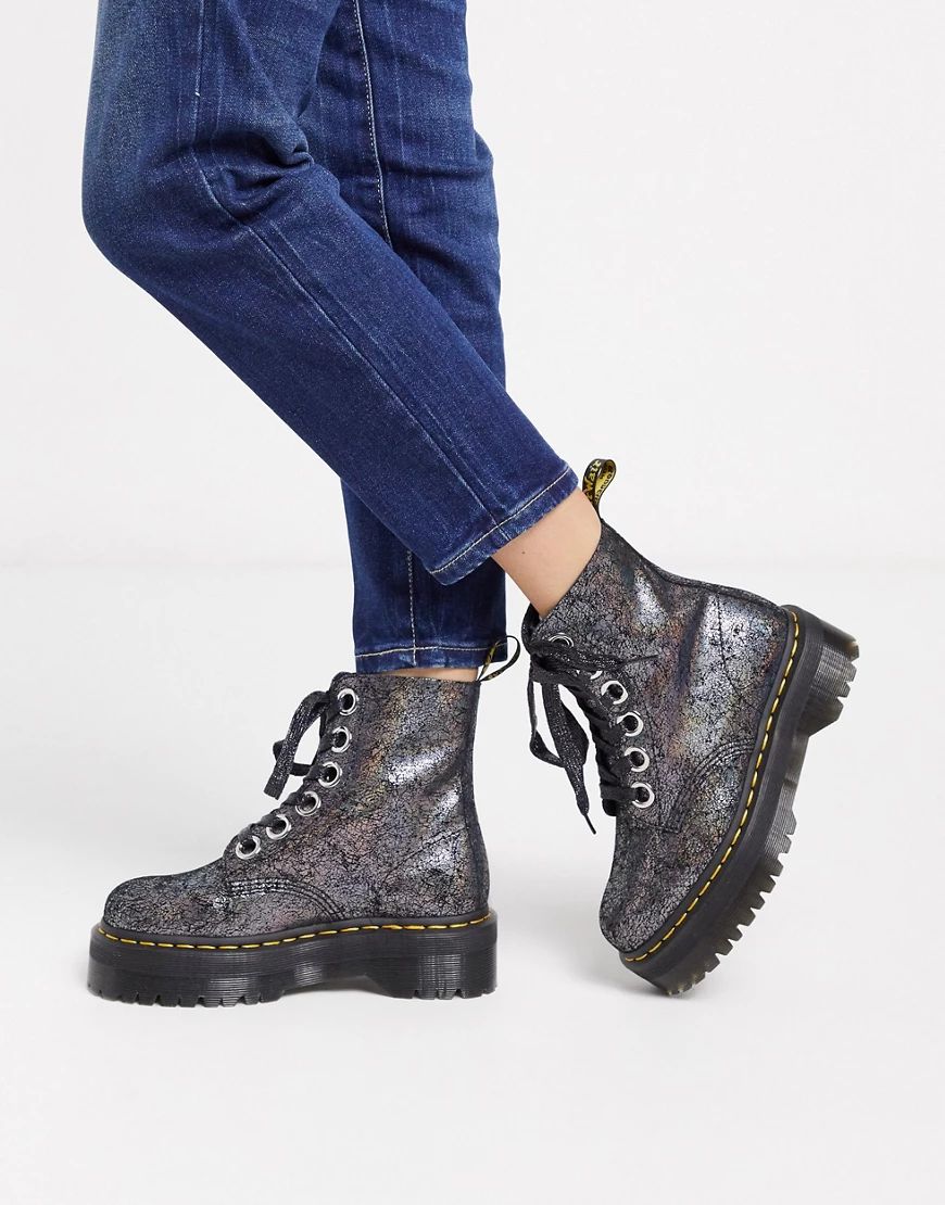 Dr Martens Molly Boot in Pewter Crackled leather-Silver | ASOS (Global)