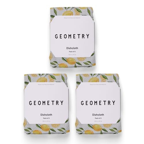 GEOMETRY Kitchen Dish Cloths - Spring & Summer Collection - Premium Dishcloths with Geoweave - Absorbent & Fast Drying Kitchen Towels - Lemon Delight, 10" x 10" - 3-Pack | Amazon (US)