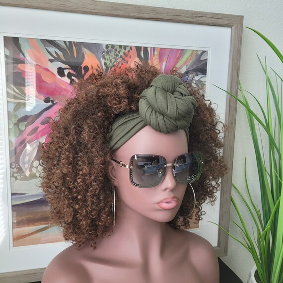 Pre-tied Stretch Headband Army Green Wide Band Head Wrap | Etsy | Etsy (US)