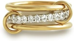 Gold Stackable Rings for Women Non Tarnish, 18k Gold Plated Cubic Zirconia Rings, Silver Gold Mul... | Amazon (US)