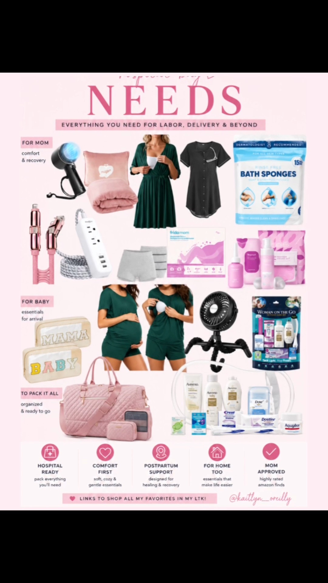 Hospital Bag Needs: Amazon Must-Haves for Mom & Baby

Packing your hospital bag? These are the Amazon essentials I actually recommend for labor, delivery, postpartum recovery, and baby’s first days. From cozy pajamas and nursing-friendly outfits to postpartum care, chargers, toiletries, a stroller fan, and organization must-haves, this checklist helps make packing so much easier.

Everything is linked in my LTK so you can grab your essentials before baby’s arrival! 🤍 Follow @kaitlyn__oreilly for more pregnancy, postpartum, baby, and Amazon finds.

#hospitalbag #hospitalbagchecklist #hospitalbagessentials #pregnancyessentials #postpartumessentials #laboranddelivery #thirdtrimester #newmom #momtobe #babyessentials #amazonfinds #amazonmusthaves #amazonfavorites #babymusthaves #postpartumrecovery #nurseryessentials #pregnancytips #ltkcreator #motherhood #newbornessentials #pregnancyjourney #babyregistry #momlife #amazonhome

#LTKBaby