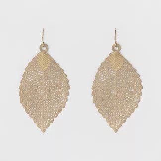 Women's Leaf Drop Earring - A New Day™ Gold | Target