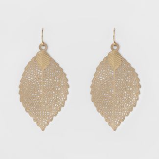 Women's Leaf Drop Earring - A New Day™ Gold | Target