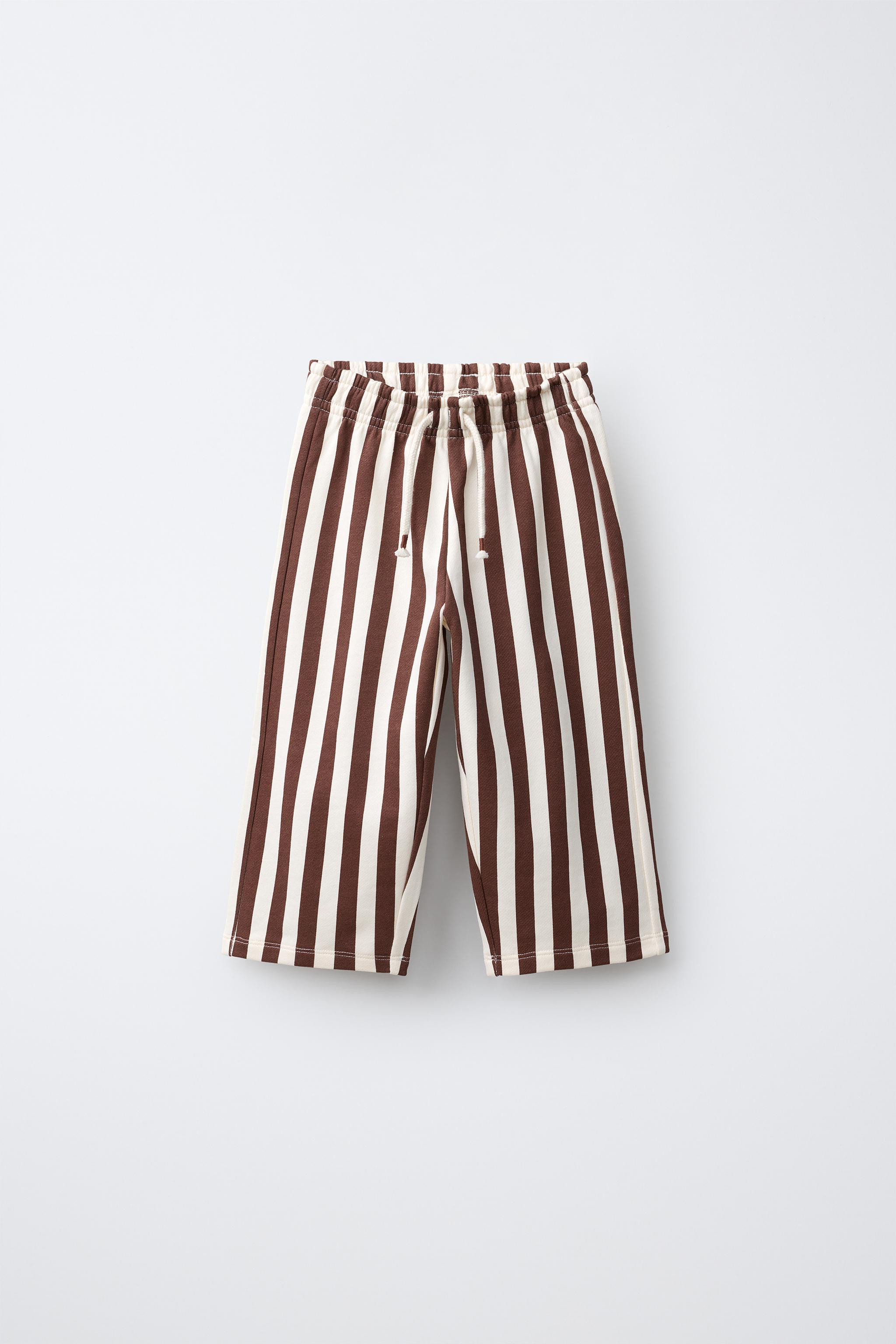 WIDE-LEG STRIPED FLEECE PANTS | Zara US