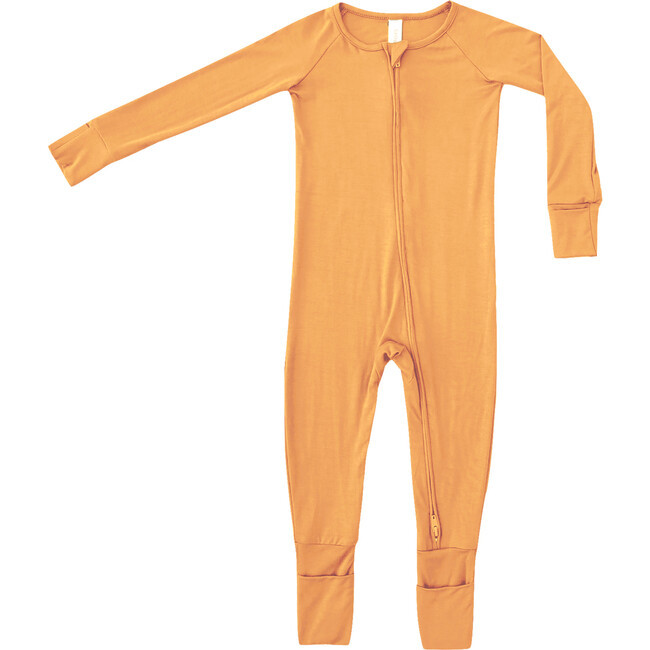 Organic Bamboo Viscose 2 Way Zipper Romper, Mango | Maisonette