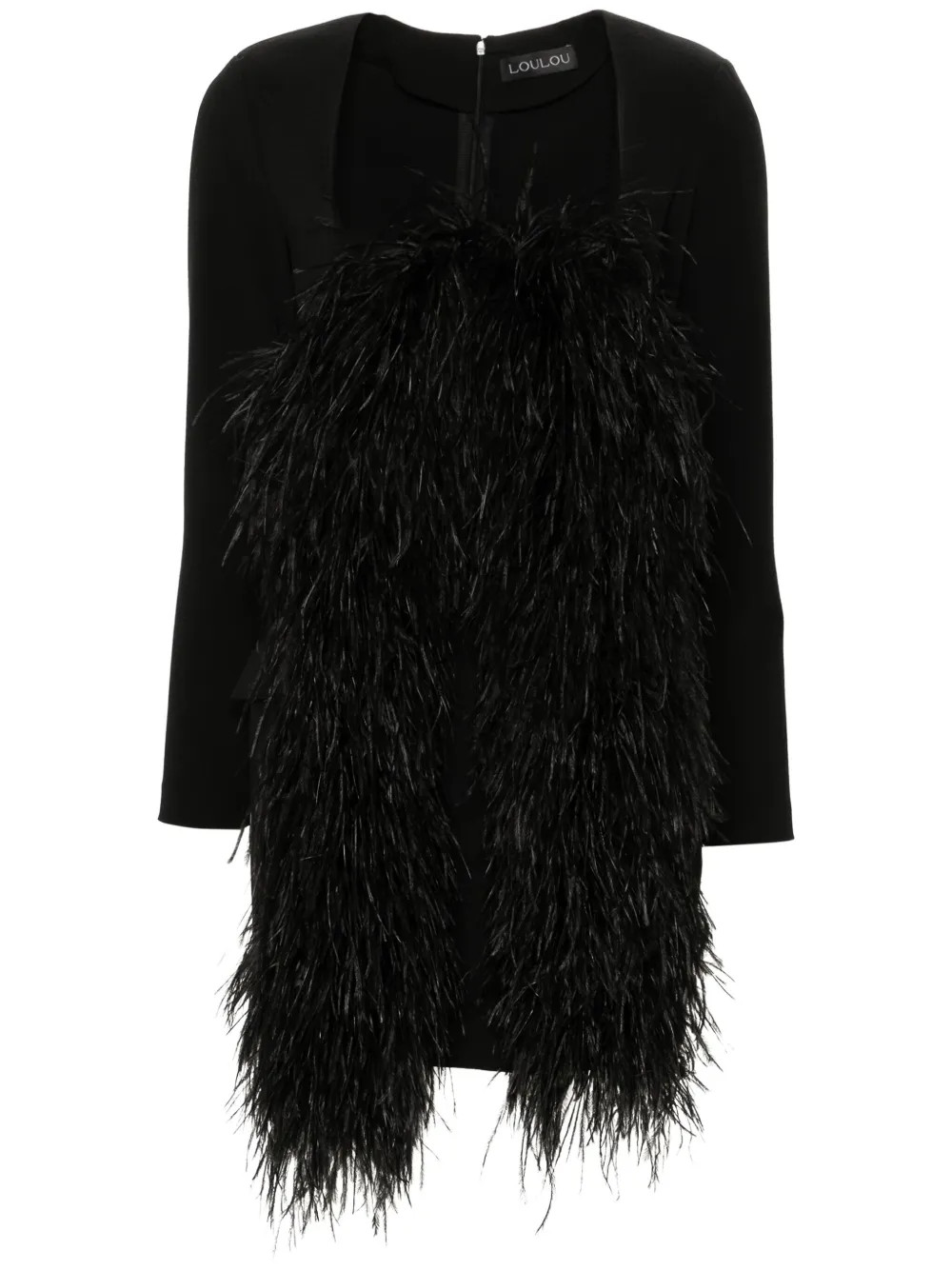 feather-trim mini dress | Farfetch Global