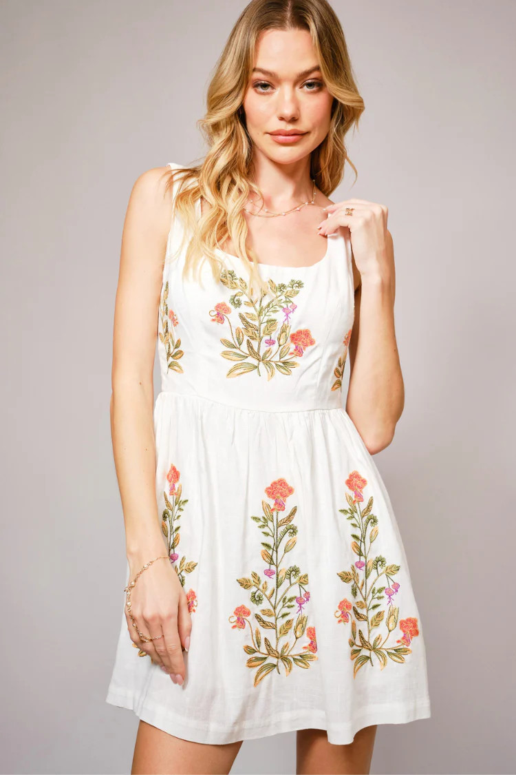 Alaria Embroidered Mini Dress | Confête