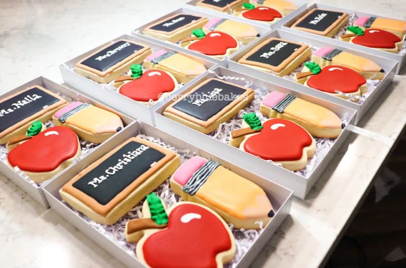 Teacher Appreciation Cookies | Graduation Cookie | Back to School Cookies | Pencil Cookie | Apple... | Etsy (US)