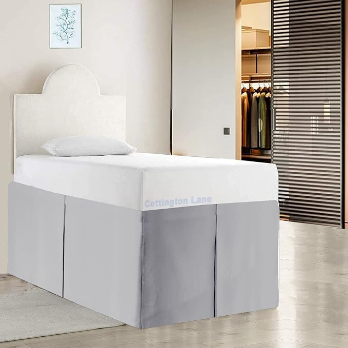 Tailored Dorm Sized Bed Skirt - Light Grey College Dorm Bed Skirt Twin XL 32 Inch Drop Skirt- Ext... | Amazon (US)