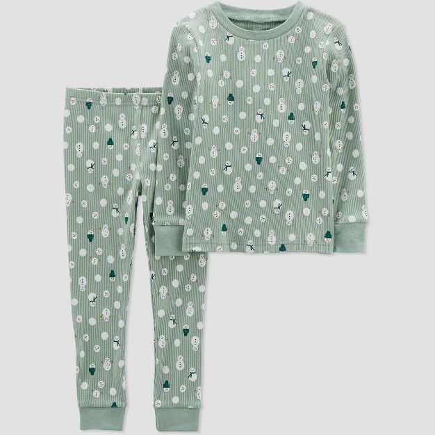 Carter's Just One You® Toddler Girls' 2pc Snowman Pajama Set - Green | Target