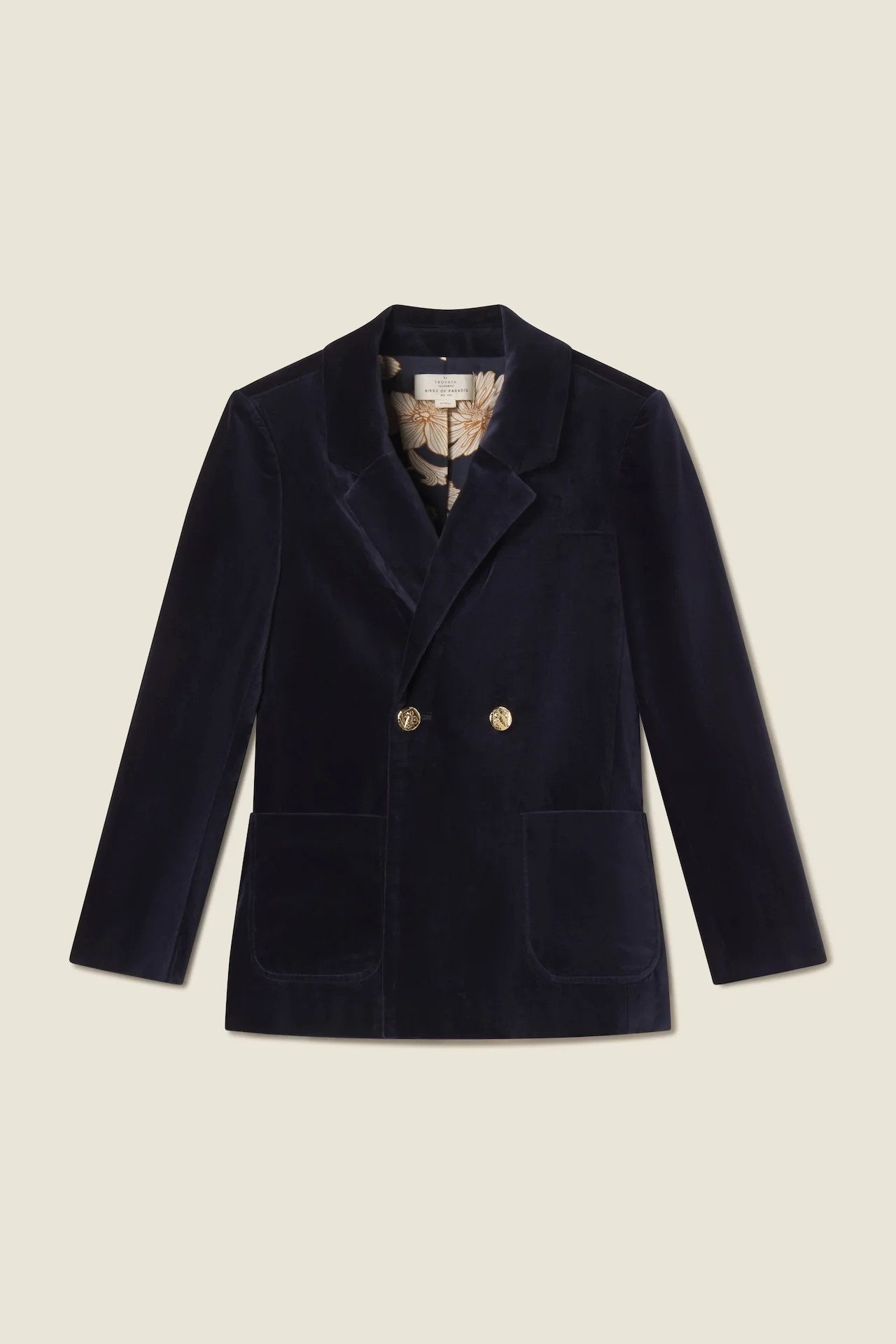 Grant Blazer Dark Sapphire Velvet | TROVATA