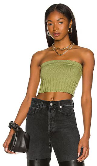 Loren Knit Tube Top in Olive Green | Revolve Clothing (Global)