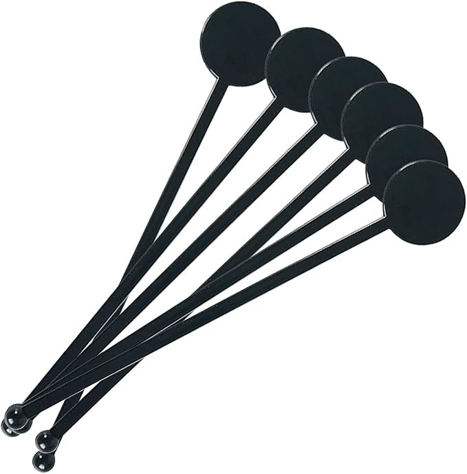 100Pcs 7 Inches Cocktail Swizzle Sticks, Disposible Plastic Disc Top Drink Stirrers Black Bar Dri... | Amazon (US)