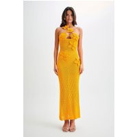 Kyla Floral Crochet Maxi Dress - Orange Sherbet | MESHKI US
