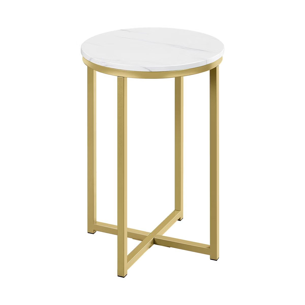 Yaheetech X-Based Faux Marble Side Table, Round Tabletop, Sturdy Metal Legs | Target