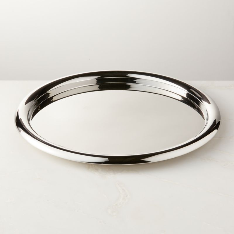 Piero Modern Round Silver Serving Tray + Reviews | CB2 | CB2