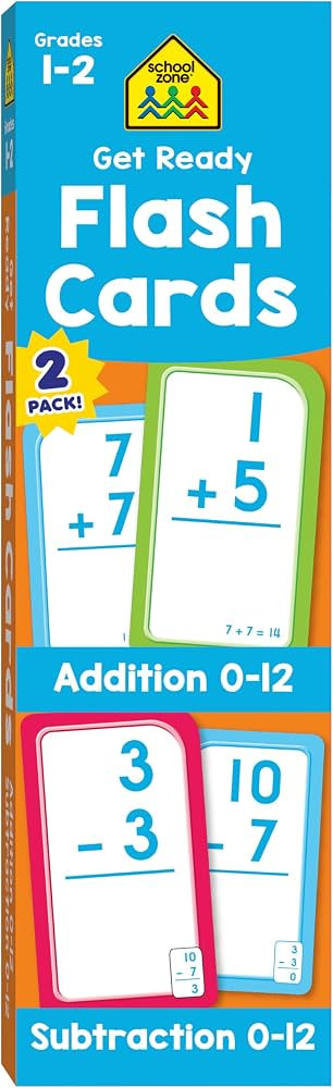 School Zone Get Ready Flash Cards Addition & Subtraction 2-Pack: 112 Math Cards, 1st & 2nd Grade,... | Amazon (US)
