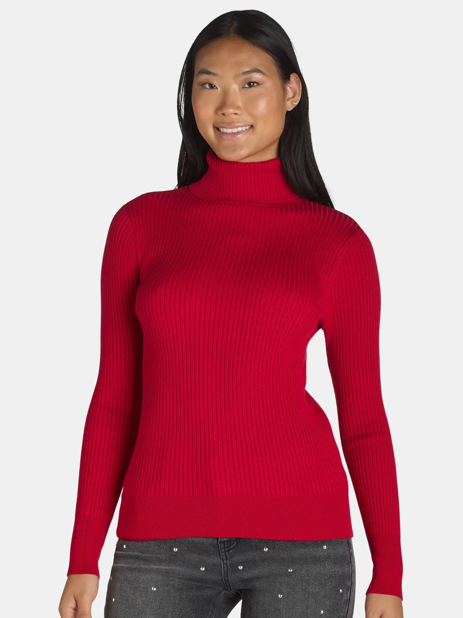 Time and Tru Women's Rib Turtleneck Sweater, Lightweight, Size XS-XXXL | Walmart (US)