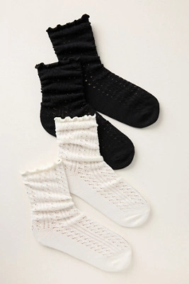 By Anthropologie Pointelle Trouser Socks, Set of 2 | Anthropologie (US)