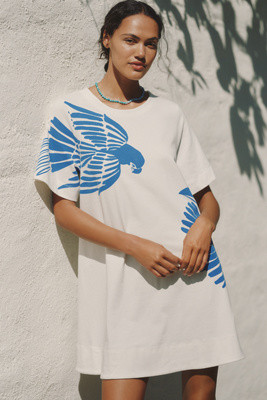 Celandine Graphic Short-Sleeve Mini Swing Dress | Anthropologie (US)