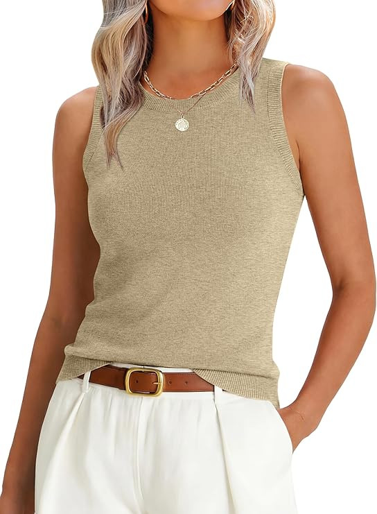 ANRABESS Womens Wool Blend Tank Tops Sweaters Sleeveless Soft Fitted Business Casual Sweater Shir... | Amazon (US)