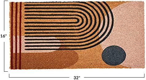 Main + Mesa Geometric Coir Doormat with Non-Slip PVC Backing, Curved Geo | Amazon (US)