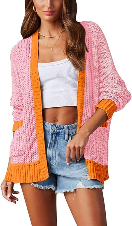 Pink Queen Women's 2024 Fall Winter Long Sleeve Cardigan Casual Open Front Oversized Knit Sweater... | Amazon (US)