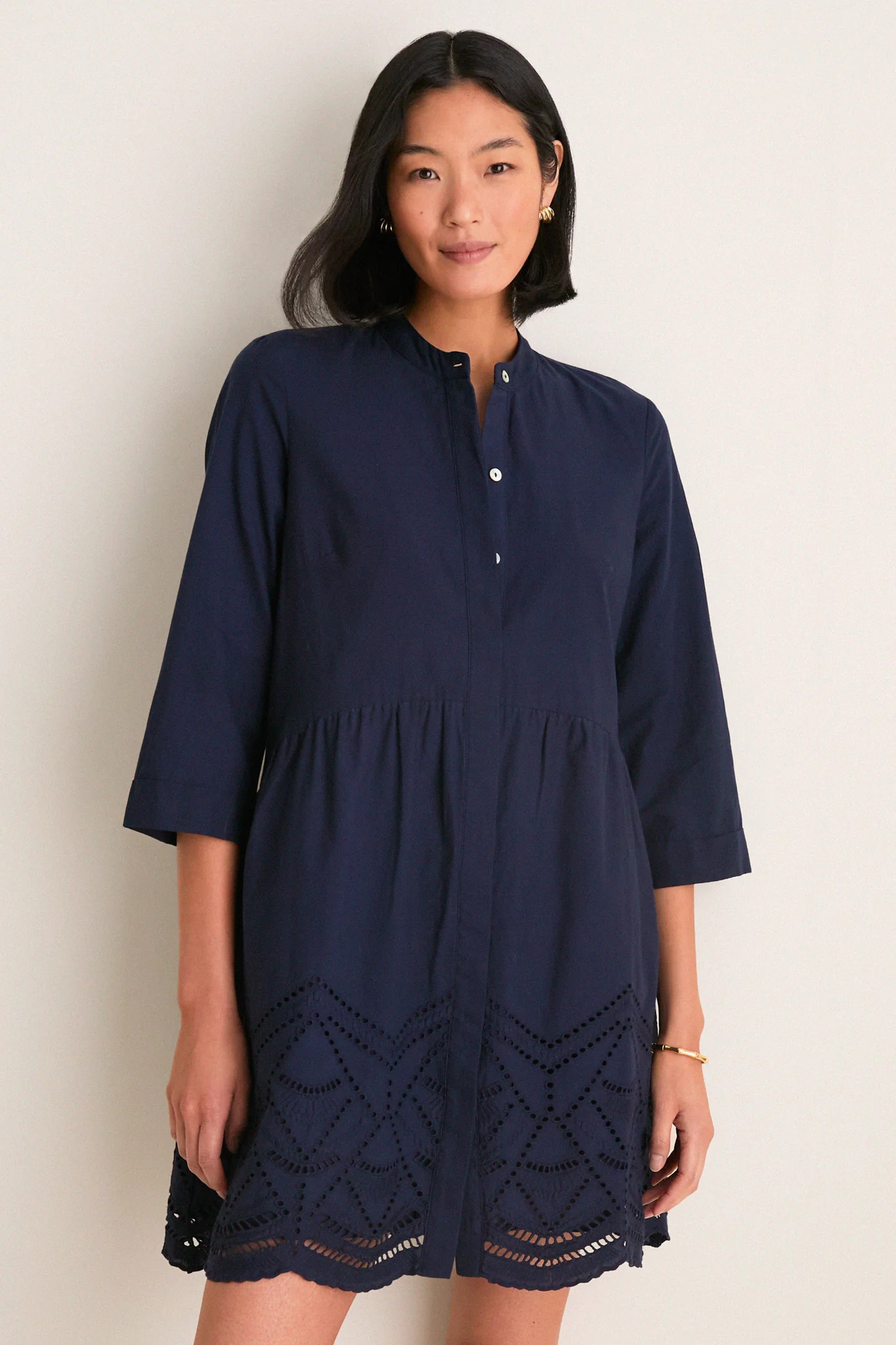 Navy Eyelet Royal Shirt Dress | Tuckernuck (US)