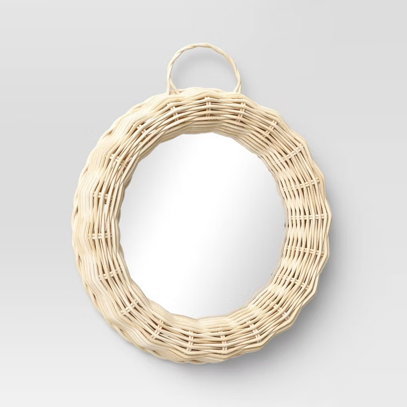 Mini Wicker Decorative Wall Mirror Brown - Threshold™ | Target