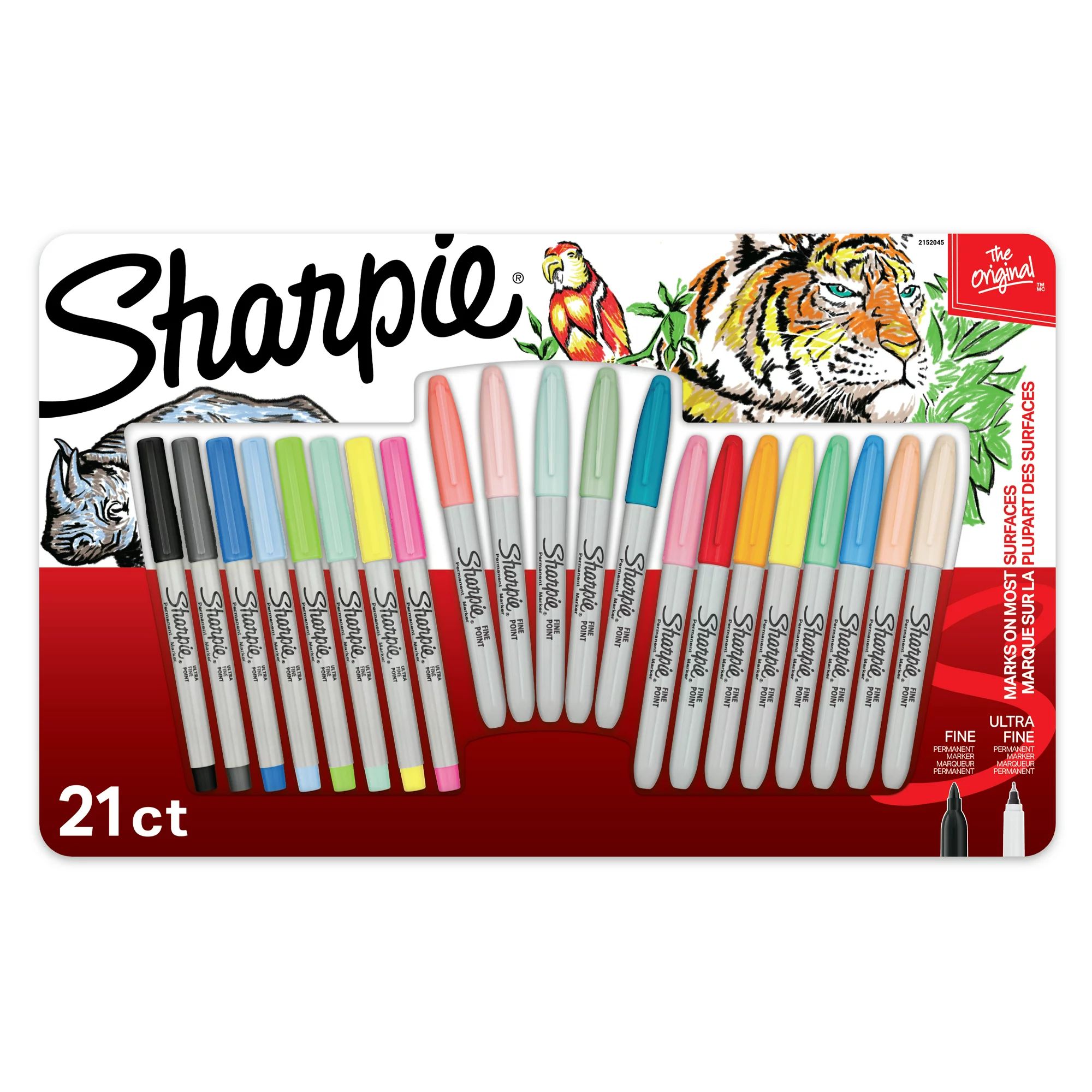 Sharpie Permanent Markers, Fine and Ultra-Fine Point, Assorted, 21 Count | Walmart (US)