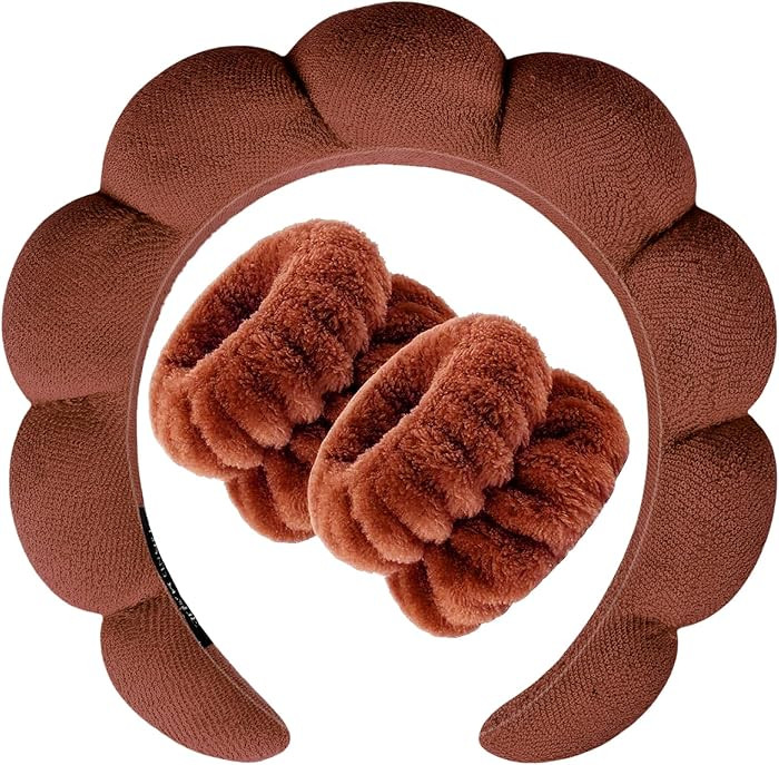 Zkptops Spa Headband for Washing Face Wristband Set Sponge Makeup Skincare Terry Cloth Bubble Sof... | Amazon (US)