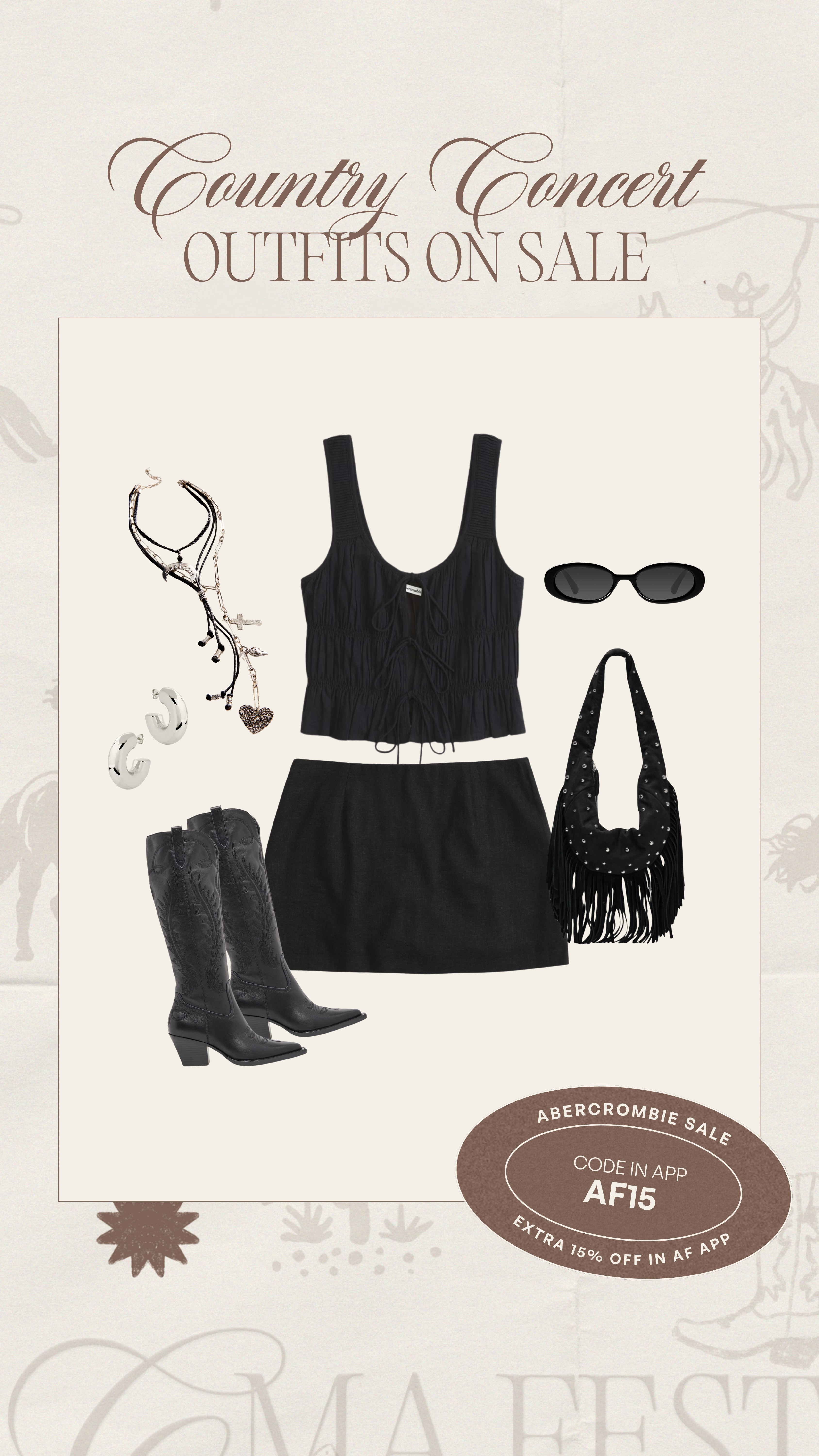 Abercrombie Sale🤍 country concert outfit ideas🤠 Code AF15 in Abercrombie app 

#LTKMidsize #LTKSaleAlert #LTKSummerEdit