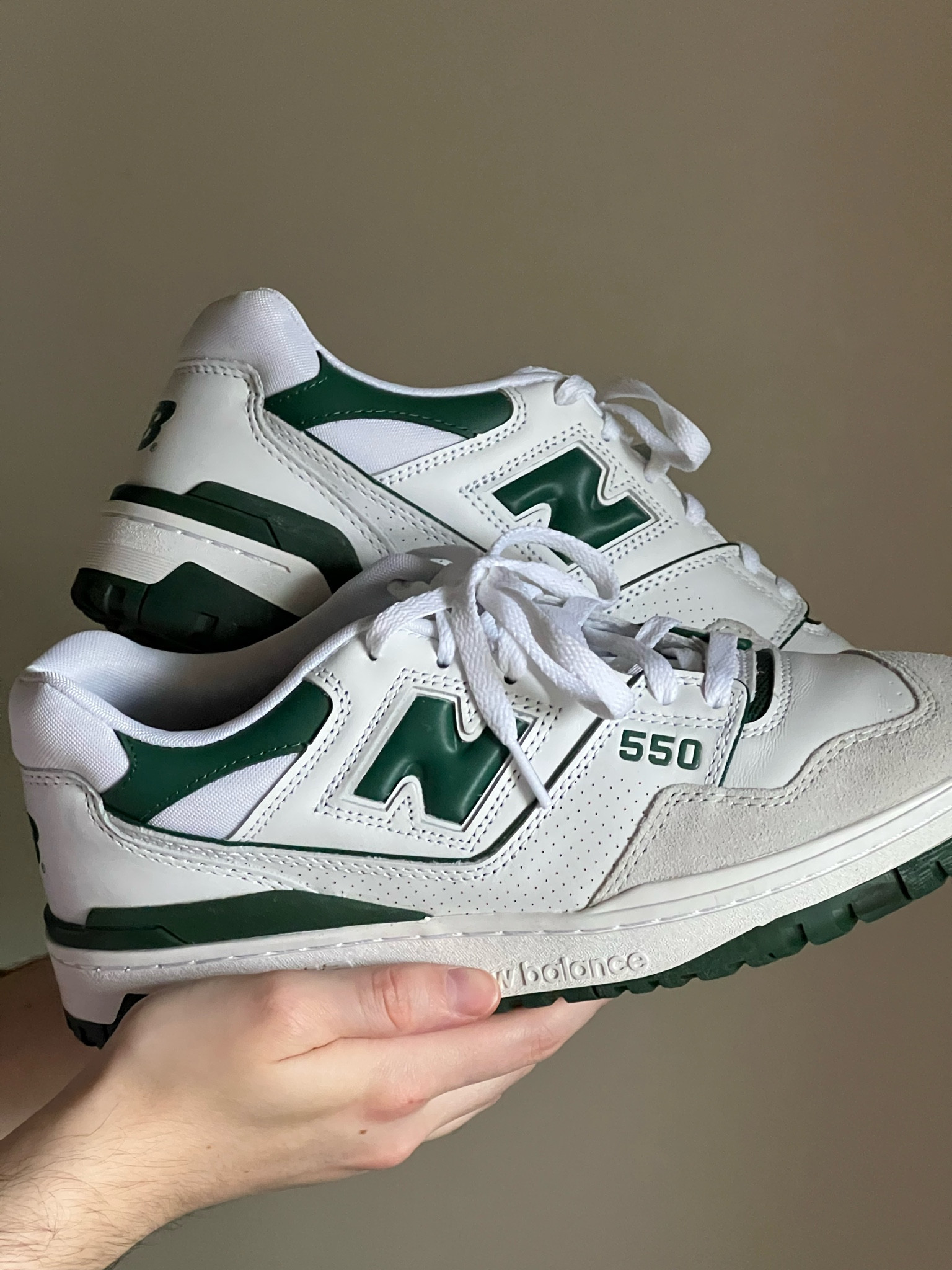 green new balance 550 shoes ✨

these have become an absolute staple in my closet year-round, but especially in the Fall/Winter! I wore these for 9 days walking all over London & can confirm they are SO comfortable. 

I’ve linked 2 different websites that carry them, but they seem to be pretty difficult to find! I took my true size 11 & they fit perfectly! 

#LTKShoeCrush #LTKStyleTip #LTKBacktoSchool