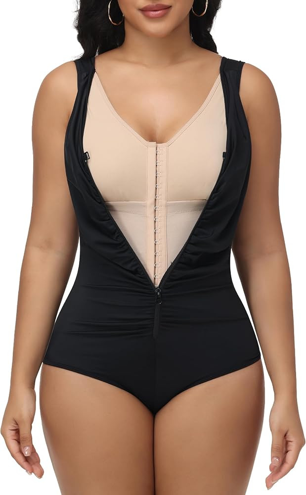 SHAPSHE Women's One Piece Tummy Control Swimsuits Full Coverage Bathing Suits Ruched Modest V Nec... | Amazon (US)