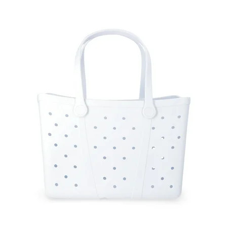 Time and Tru Women's Waterproof EVA Beach Tote Bag, White | Walmart (US)