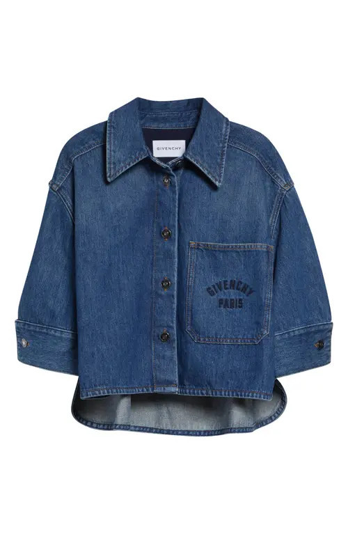 Givenchy Cocoon Crop Denim Shirt Jacket in Medium Blue at Nordstrom, Size 4 Us | Nordstrom
