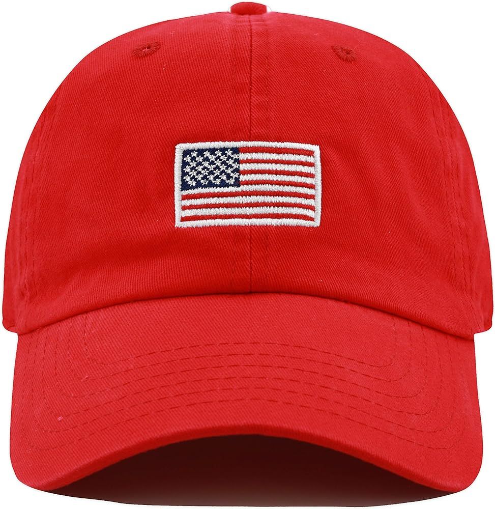 The Hat Depot USA Flag & Embroidery Premium 100% Cotton Low Profile Adjustable Baseball Dad Cap | Amazon (US)