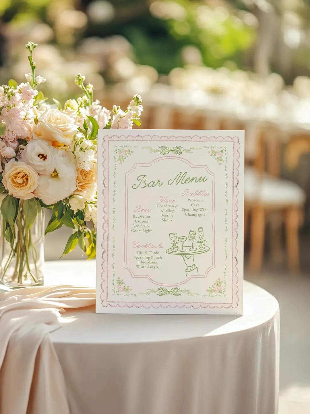 Garden Party Bar Menu (green and Pink Drinks Sign) - Canva Template - Etsy | Etsy (Global)