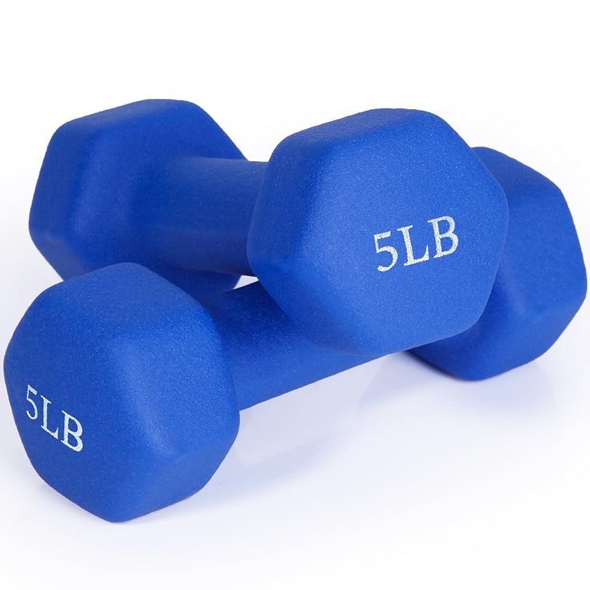 Portzon 8 Colors Options Compatible with Set of 2 Rubber Dumbbell,Anti-Slip, Anti-roll, Hex Shape | Amazon (US)