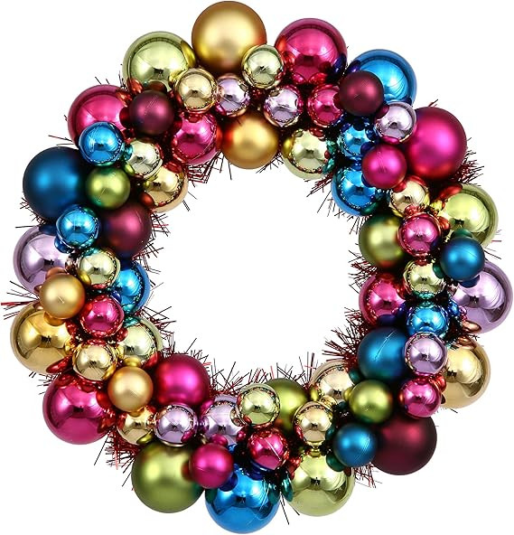 Vickerman 12" Multi-Colored Shiny and Matte Ball Wreath | Amazon (US)