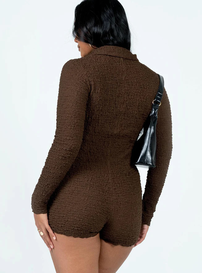 Blanford Romper Brown | Princess Polly US