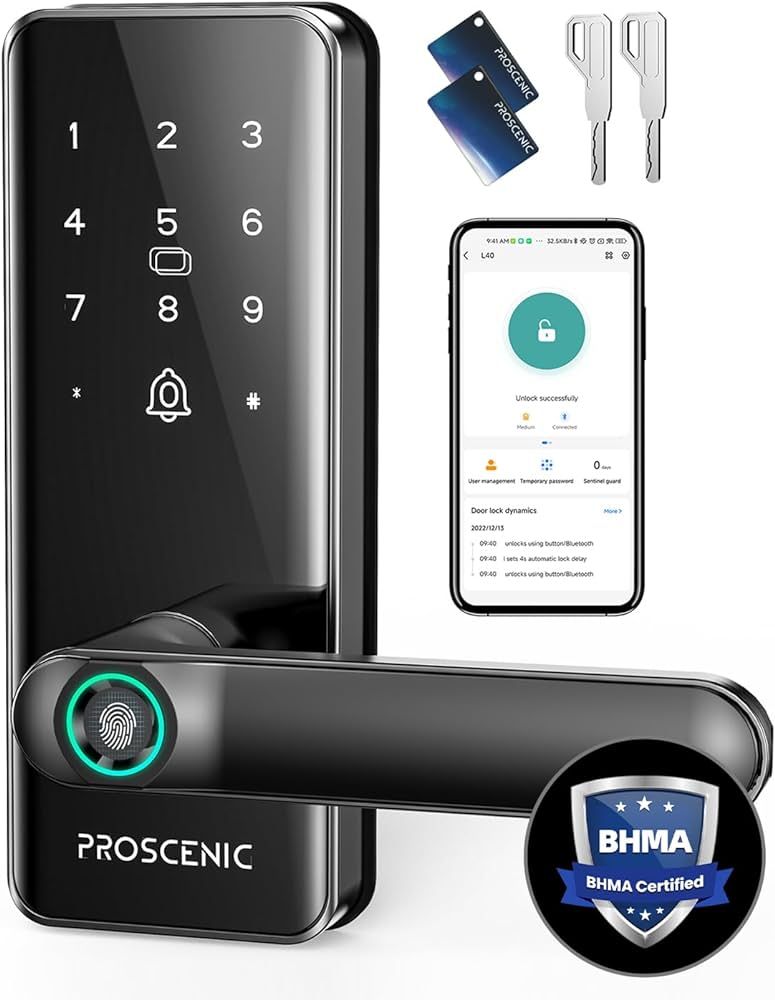 Smart Lock, Proscenic Keyless Entry Door Lock with Handle, Fingerprint Door Locks Support WiFi & ... | Amazon (US)