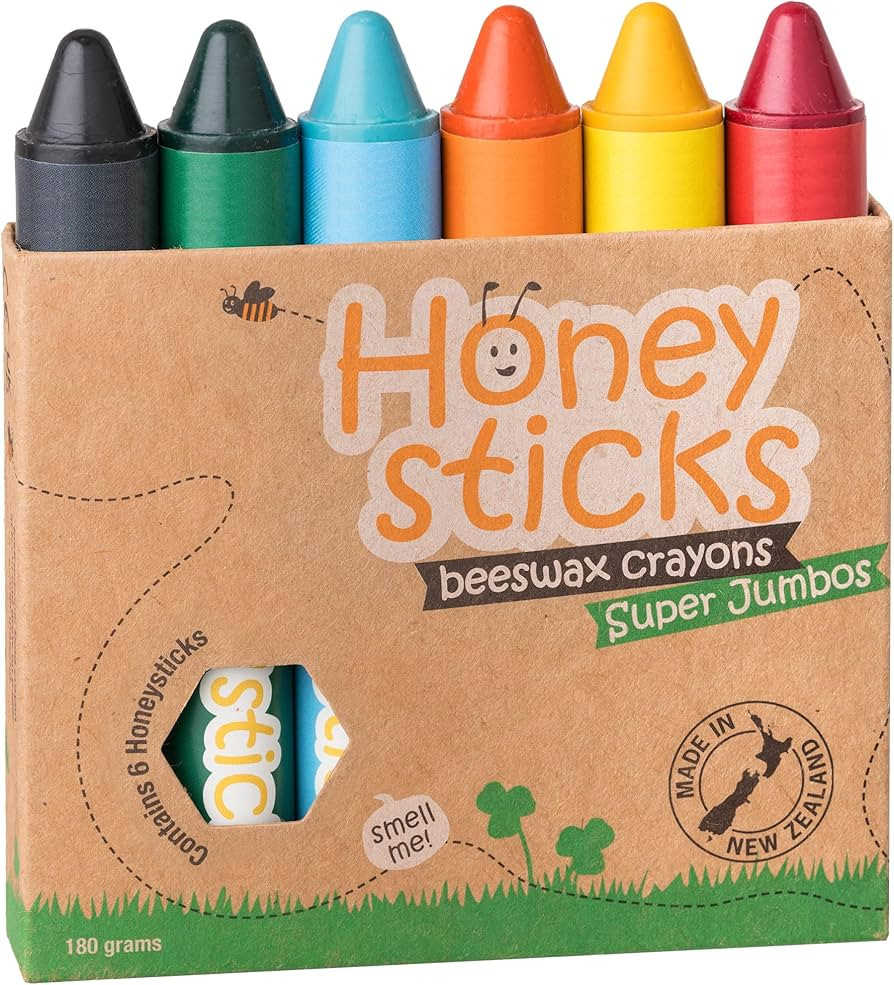 Honeysticks Super Jumbo Crayons (6 Pack) - 100% Pure Beeswax Crayons with Food Grade Colors, Non ... | Amazon (US)
