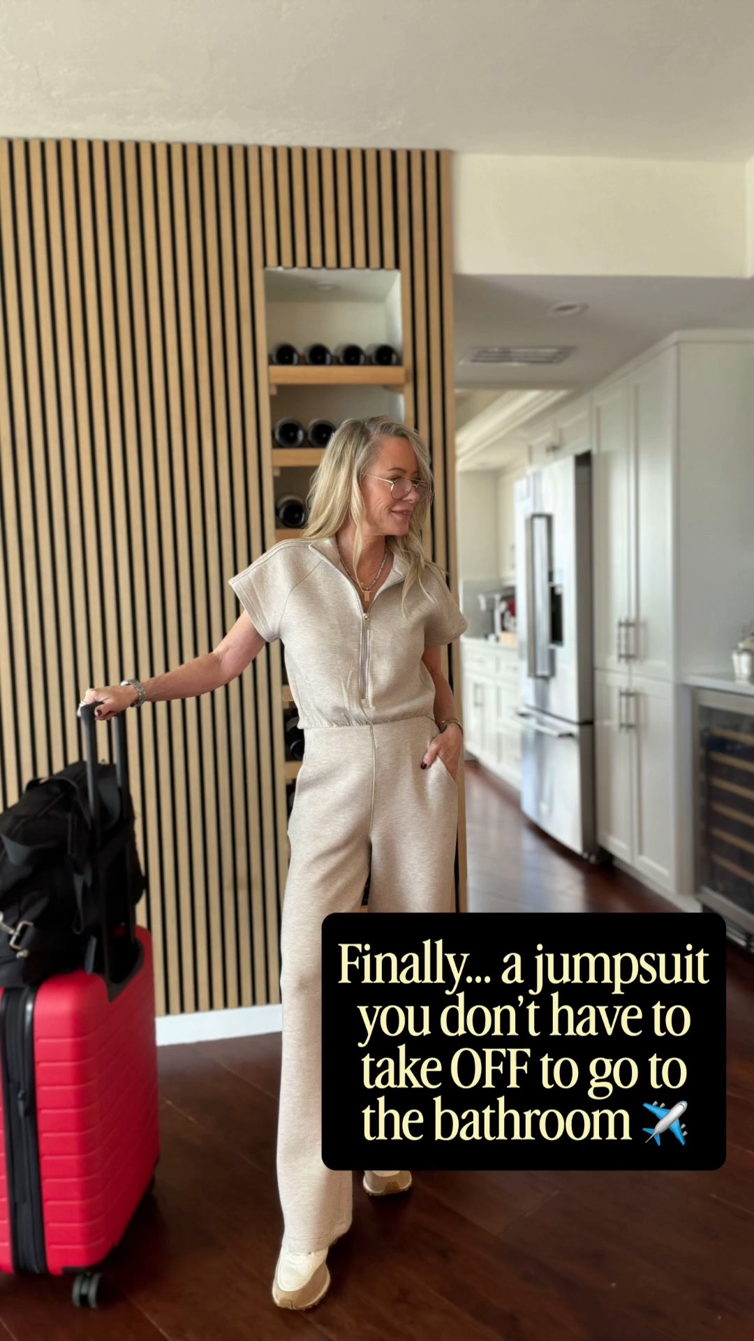Sale starts in this app 9/25!  The travel jumpsuit that just makes sense. ✈️ This SPANX jumpsuit is comfortable, polished and has the BEST travel-friendly detail—the back opens for easy bathroom breaks without having to take the whole thing off. 🙌 Chic, comfortable and practical… exactly what I want for a travel day at 58.

#LTKTravel #LTKOver40 #LTKootd