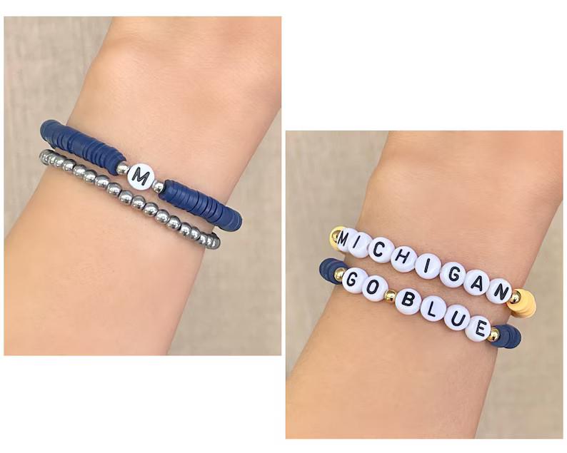 University of Michigan Bracelets Gameday Jewelry Michigan - Etsy | Etsy (US)