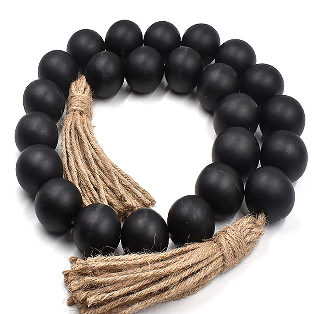 Wooden Bead Garland - Farmhouse Beads for Rustic Home Decor - Hand Painted Prayer Beads with Tass... | Walmart (US)