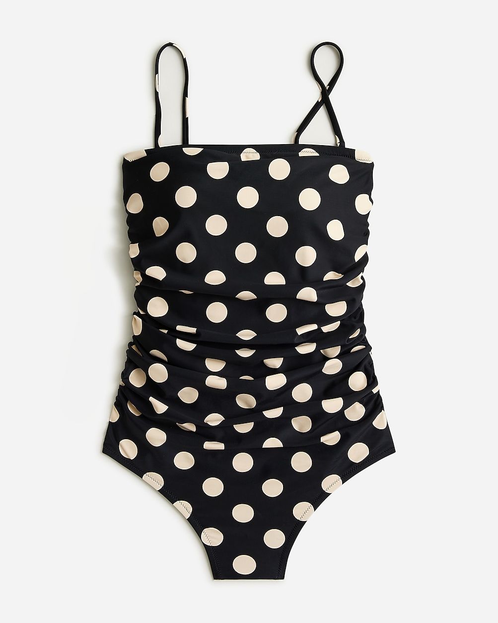 Ruched bandeau one-piece swimsuit in dot print | J.Crew US