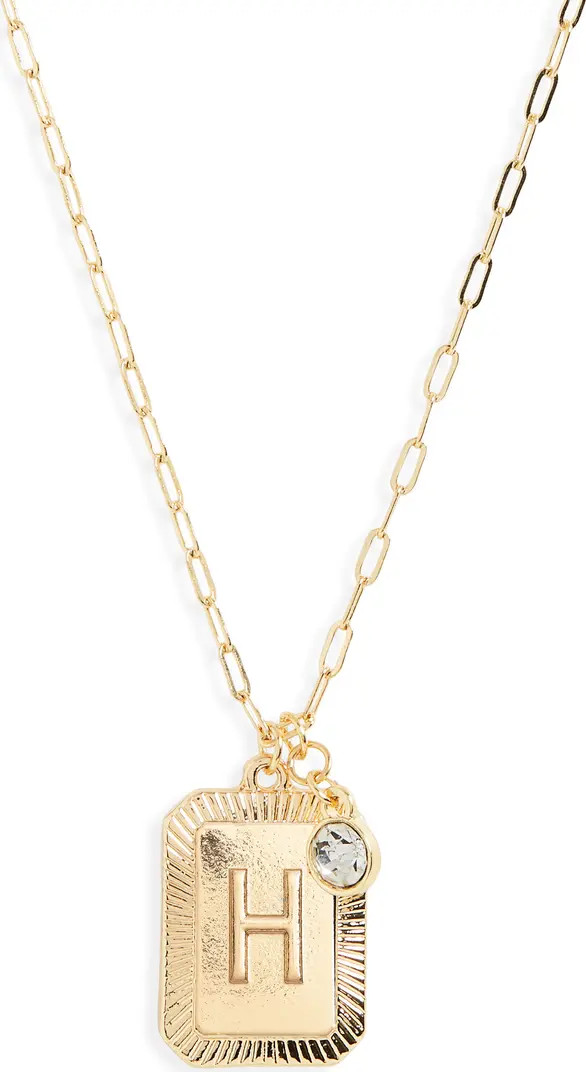 BP. Initial Plaque Pendant Necklace | Nordstrom | Nordstrom